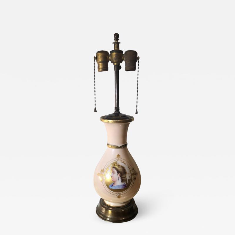  Old Paris Antique Old Paris Porcelain Neoclassical Portrait Lamp