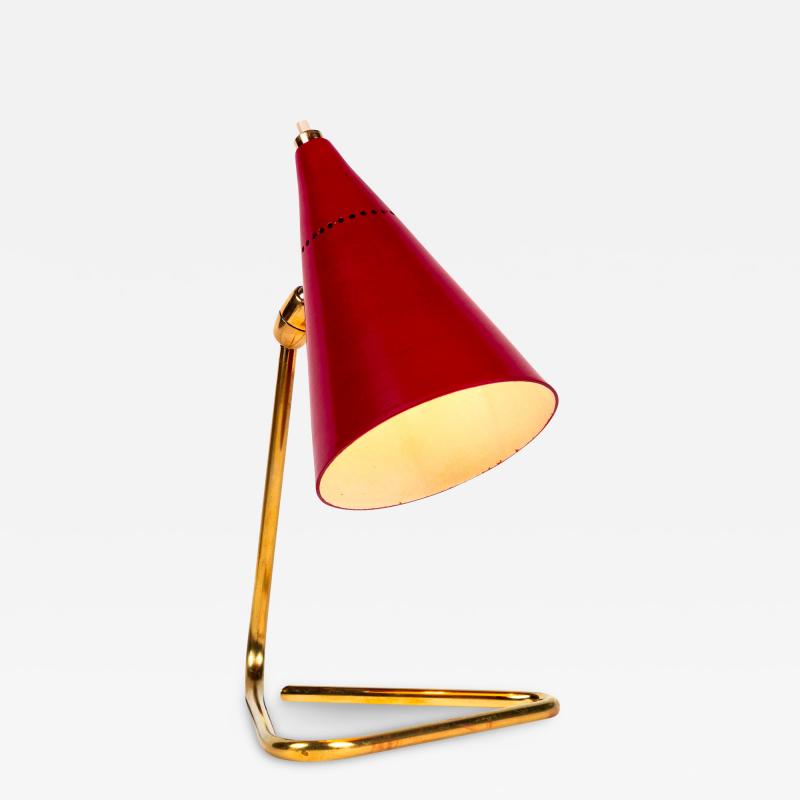  Oluce 1950s Giuseppe Ostuni Red Cone Table Lamp for Oluce