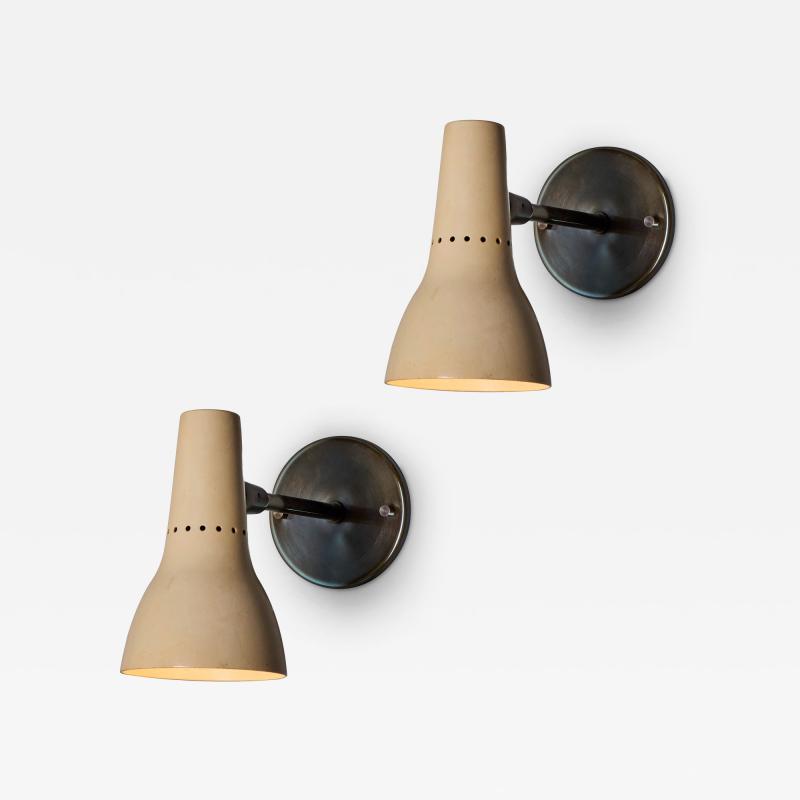 Oluce Pair of 1950s Giuseppe Ostuni 109 1 Tubetto 2 Snodi Piccoli Sconces for Oluce