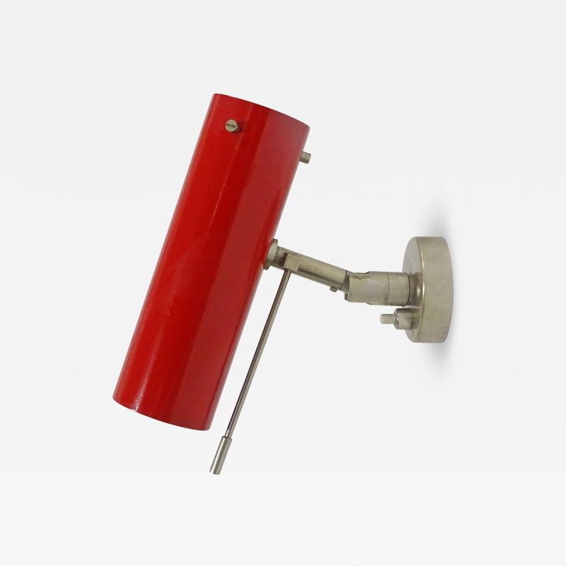  Oluce Red and nickel wall light by Tito Agnoli for Oluce Italy 1950s