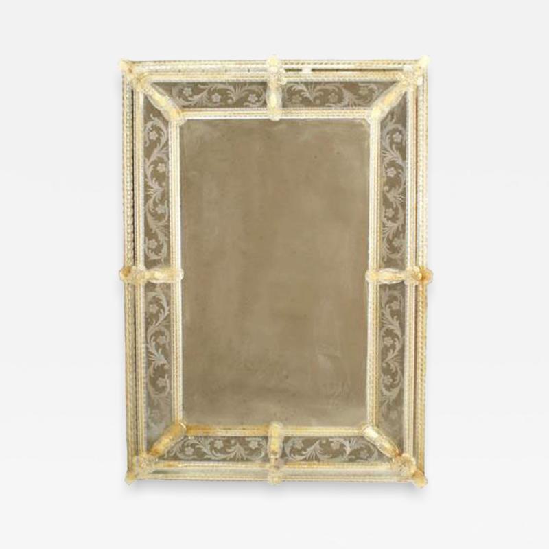  Ongaro e Fuga Ongaro e Fuga Italian Venetian Murano Etched Floral Design Wall Mirror