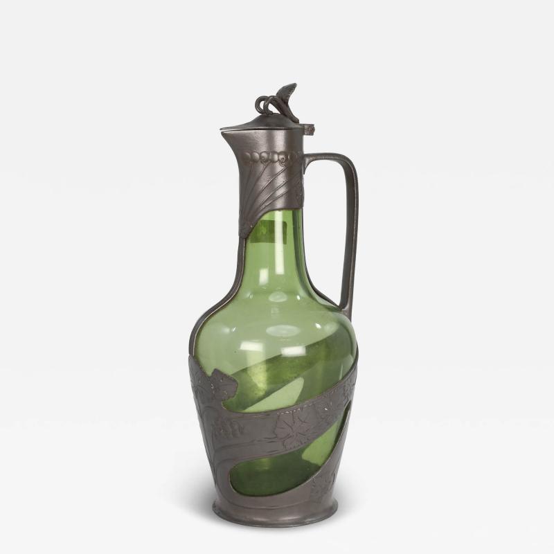  Orivit AG Orivit an Art Nouveau Pewter Green Glass Decanter Design Number 1211