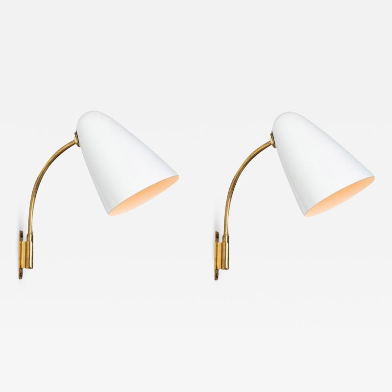  Orno Pair of 1950s Lisa Johansson Pape Model 3054 Wall Lamps for Orno