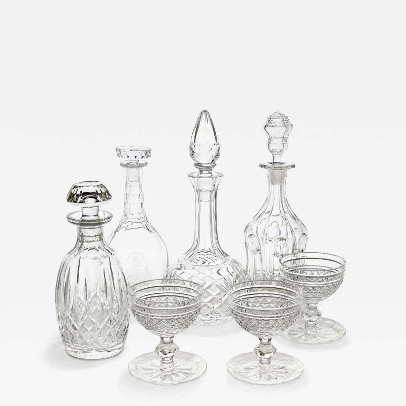  Orrefors Collection of cut and engraved glass decanters and dessert glasses