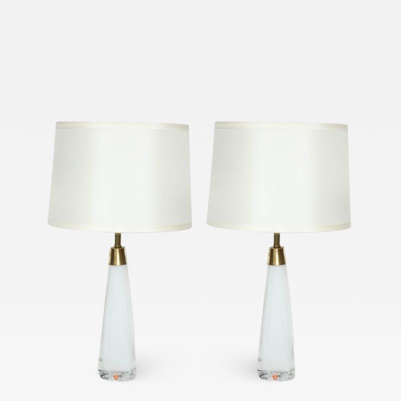  Orrefors Nils Landberg for Orrefors White Crystal Lamps