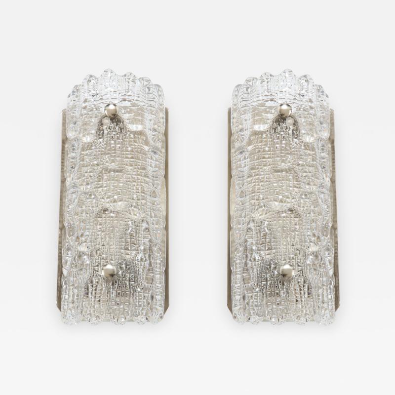  Orrefors Orrefors Croco Embossed Crystal Sconces 1 of 3 pairs