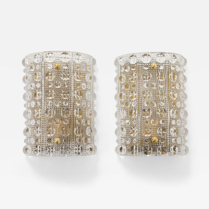 Orrefors Orrefors Scandinavian Modern Crystal Sconces