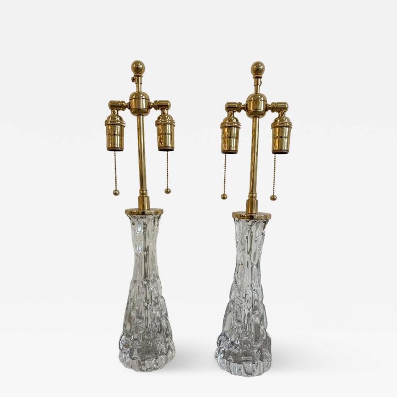  Orrefors Pair of 1970s Orrefors Crystal Lamps by Carl Fagerlund