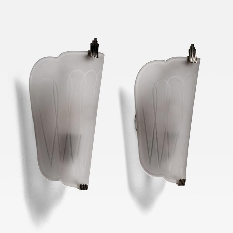  Orrefors Pair of Orrefors glass wall lamps