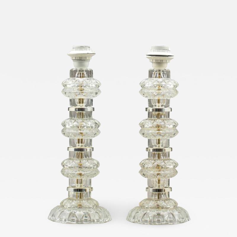  Orrefors Pair of Table Lamps Attributed to Orrefors