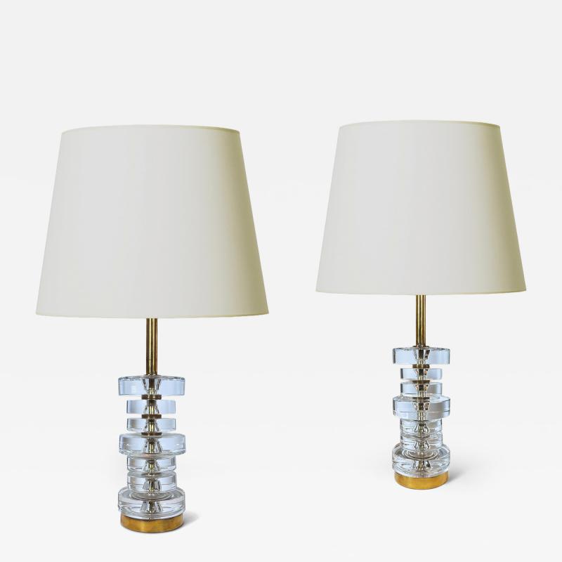  Orrefors Pair of Table Lamps by Carl Fagerlund for Orrefors