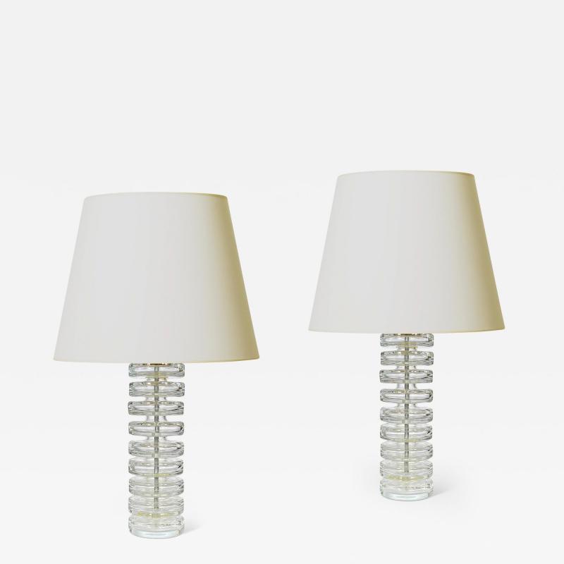  Orrefors Pair of Table Lamps in Clear Crystal by Carl Fagerlund for Orrefors