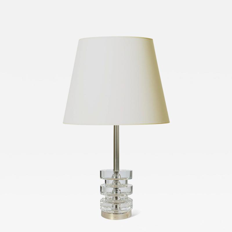  Orrefors Table Lamp in Crystal and Steel by Carl Fagerlund for Orrefors