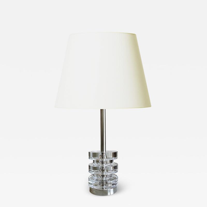  Orrefors Table lamp in Crystal and Steel by Carl Fagerlund for Orrefors