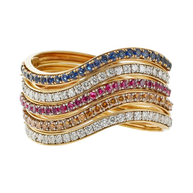  Oscar Heyman Brothers Five Diamond and Gem set Oscar Heyman Bangle Bracelets