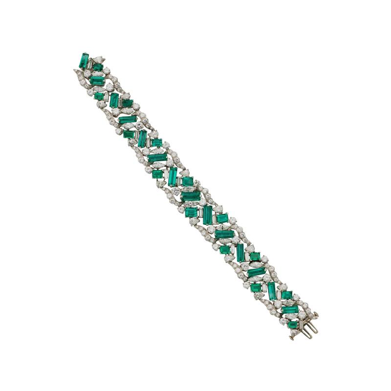  Oscar Heyman Brothers Oscar Heyman Emerald and Diamond Bracelet