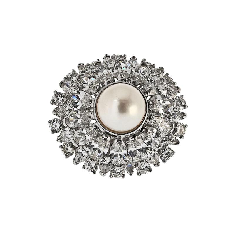  Oscar Heyman Brothers Oscar Heyman Platinum 6 00cttw Diamond And Pearl Ring