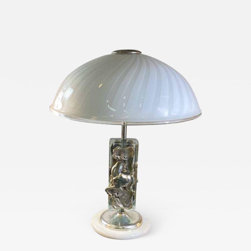  Ottaviani EXCEPTIONAL SILVER MURANO GLASS AND MARBLE LAMP BY OTTAVIANI