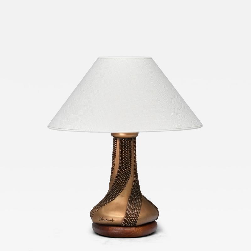  Ottaviani Giovanni Ottaviani Bronze Table Lamp with Beaded Texture Italy 1960s