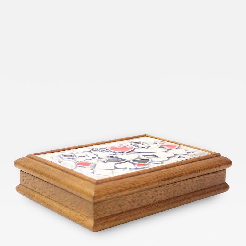 Ottaviani Silver and enamel card box by Ottaviani Italy