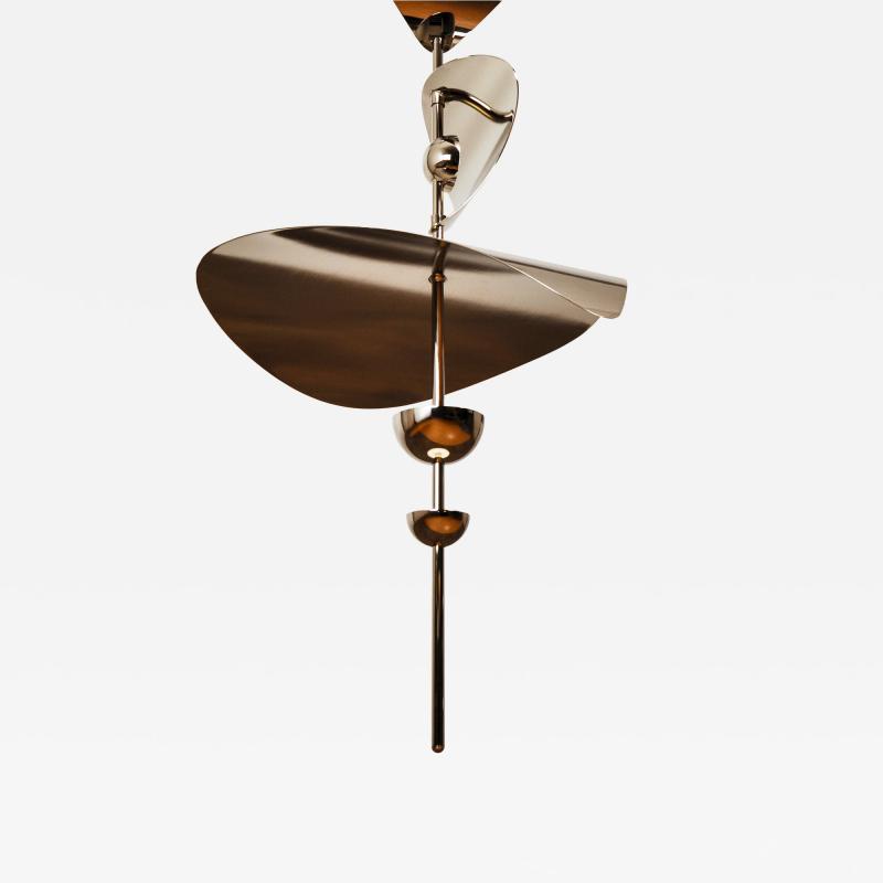  Ovature Studios Bonnie Config 1 Large Contemporary LED Vertical Chandelier Brass