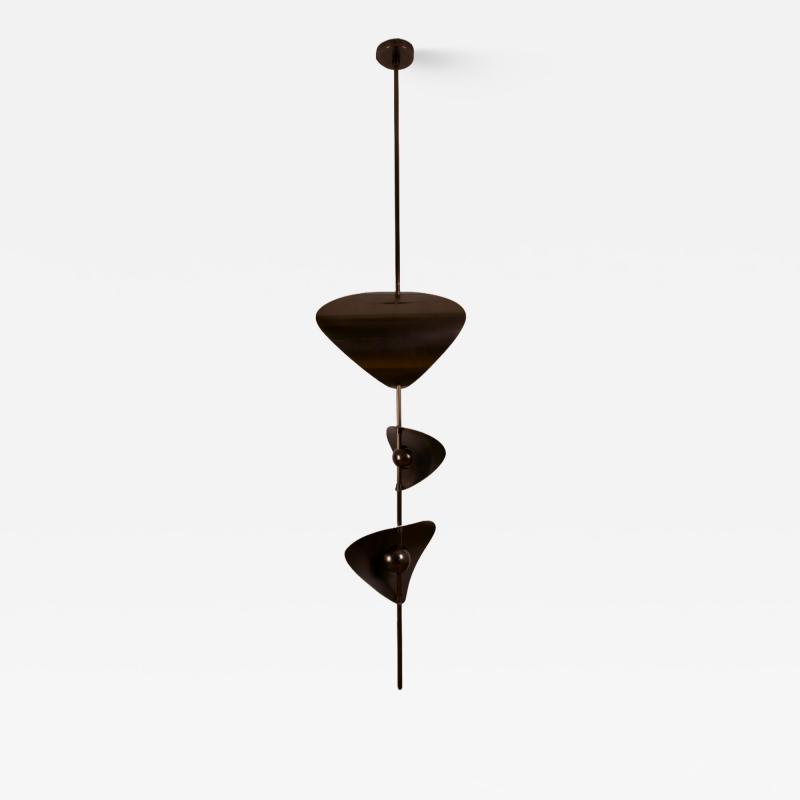  Ovature Studios Bonnie Config 1 Small Contemporary LED Vertical Chandelier Brass