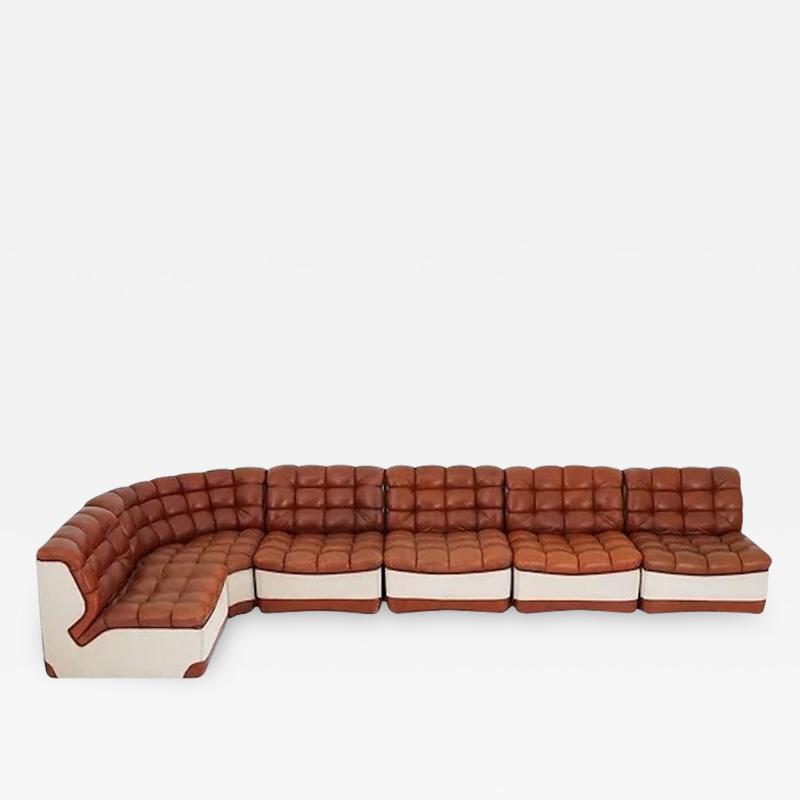  Overman copy of Scandinavian Modular Leather and Canvas Sofa by Overman