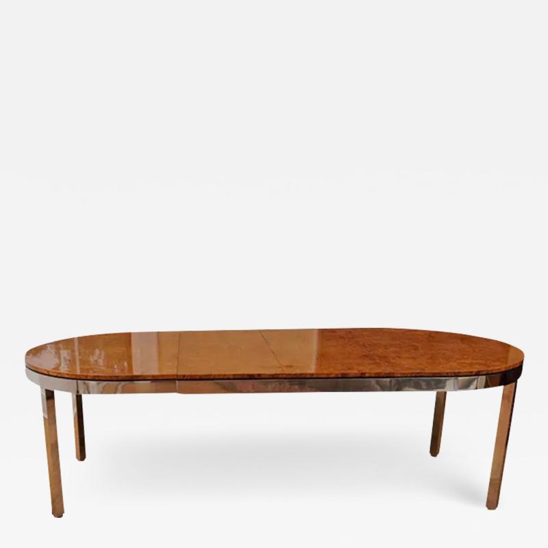  Pace Collection 1979 s Pace Collection Burl Wood Chrome Dining Table