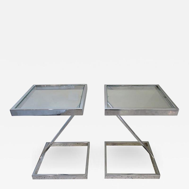  Pace Collection American Modern Chrome and Glass Side T able Pace Collection