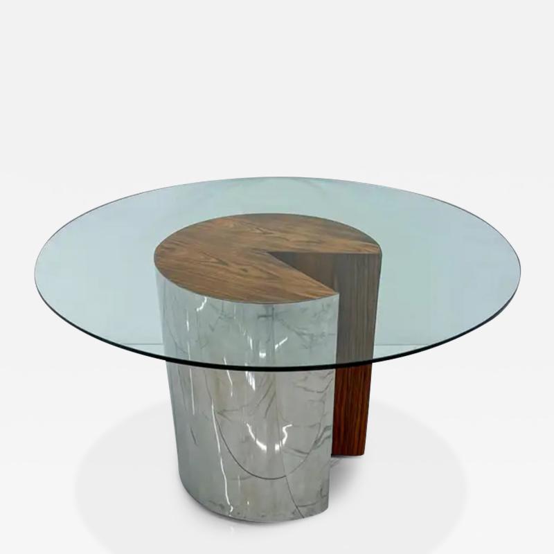  Pace Collection Leon Rosen Pace Collection Rosewood and Polished Stainless Pacman Dining Table