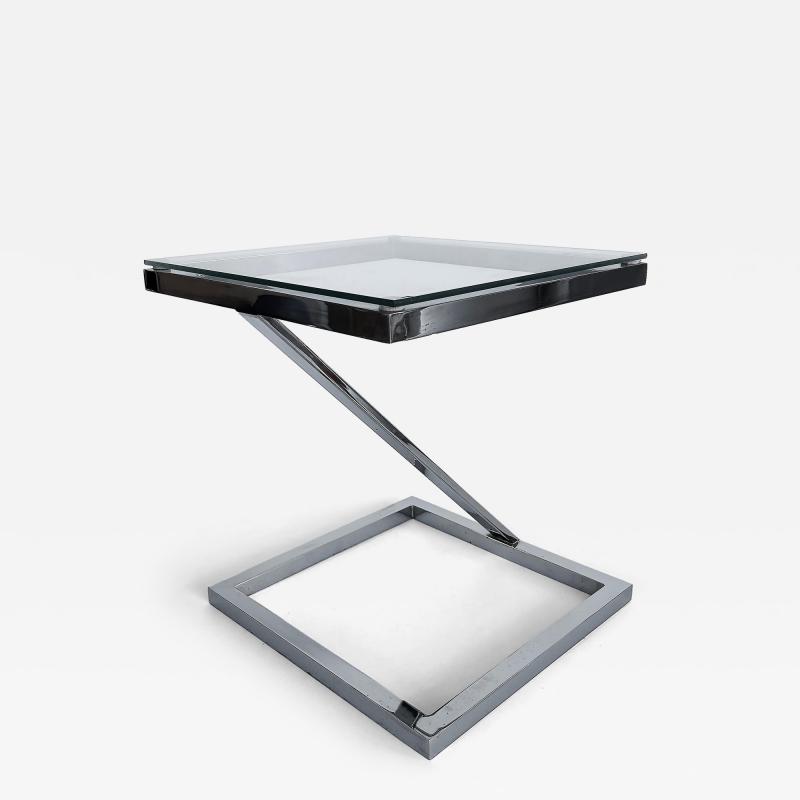  Pace Collection Mid century Pace Collection Z Chrome Glass Side Table