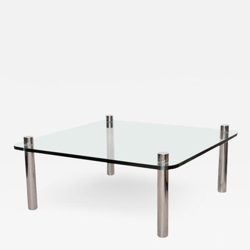  Pace Collection Minimalist Pace Style Chrome and Glass Cocktail table