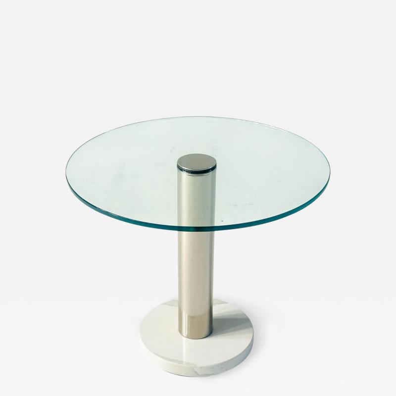  Pace Collection PACE Collection Carrara Marble Chrome and Glass Side End Table 1970