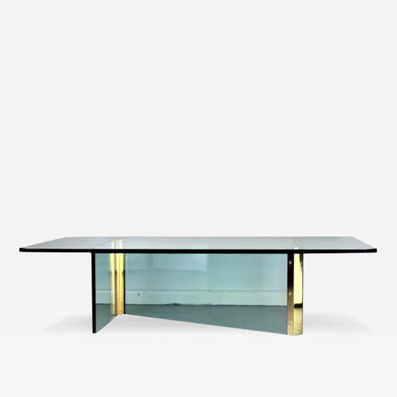  Pace Collection Pace Brass and Glass Coffee Rectangular Table with Unusual Z Formation