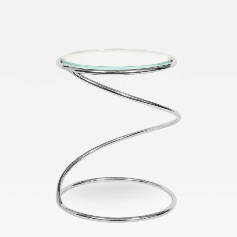  Pace Collection Pace Collection Swirl Table in Chrome and Star Fire Glass Top 1970s