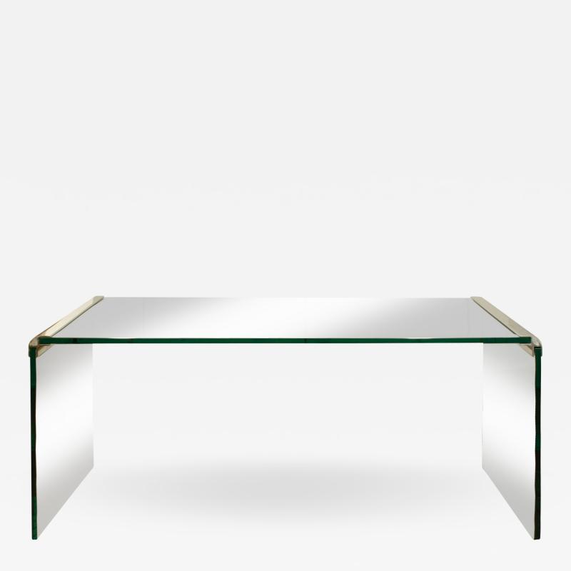  Pace Collection Pace Sleek Glass Waterfall Console Table 1970s