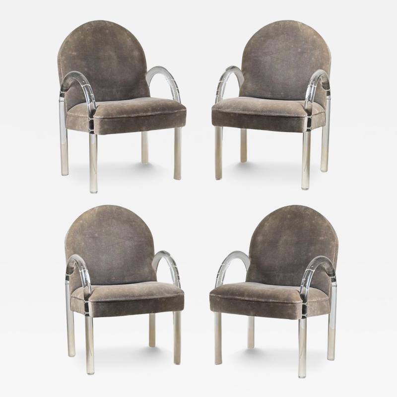  Pace Collection Set of 4 Comfortable Lucite Game Table Chairs by Leon Rosen for Pace Collection