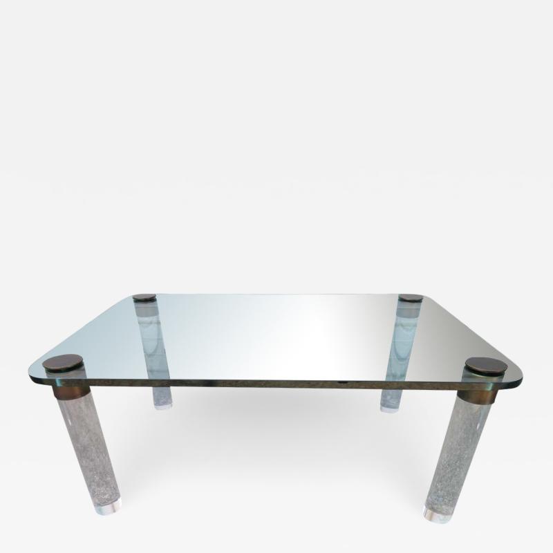  Pace Collection Stunning Lucite Bronze and Glass Cocktail Table Leon Rosen for Pace
