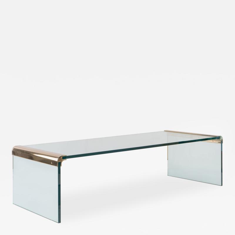  Pace Collection Waterfall Cocktail Table in Glass Brass by Leon Rosen for Pace Collection