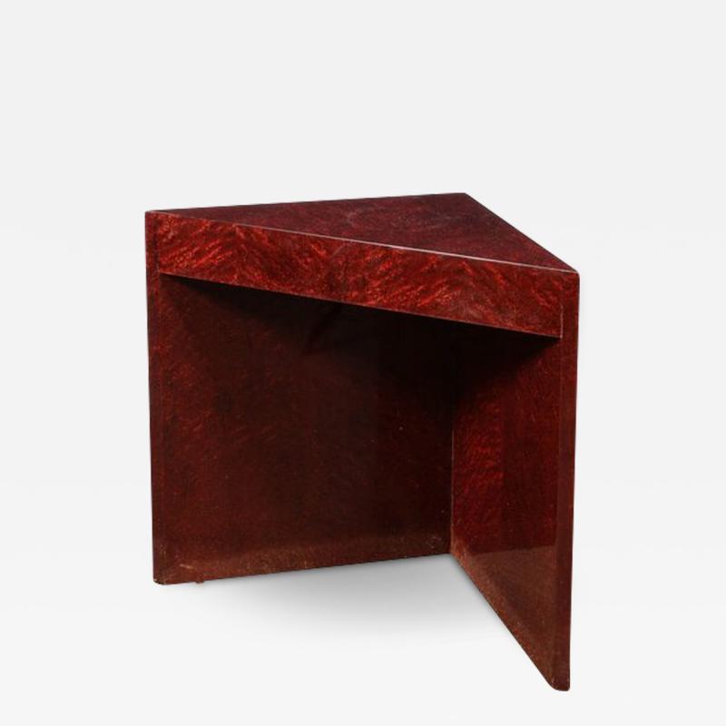  Pace Furniture Co Modernist Geometric Triangular Side Accent Table in Burled Walnut by Pace