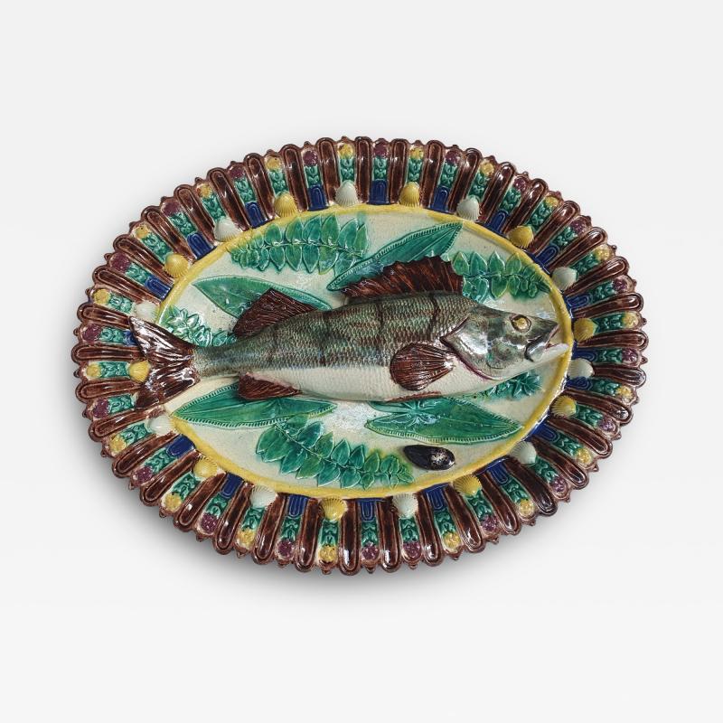  Palissy Ware Palissy Majolica 109 French Palissy Majolica Platter with Fish high quality piece 