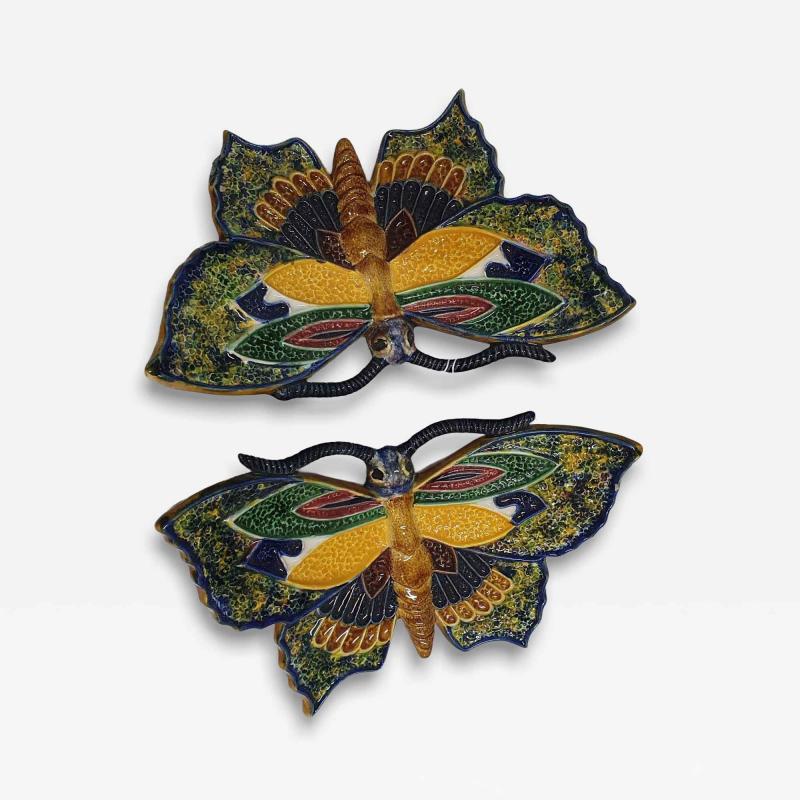  Palissy Ware Palissy Majolica Majolica palissy Pair of wall butterflies possibly by the ceramist Mafra 