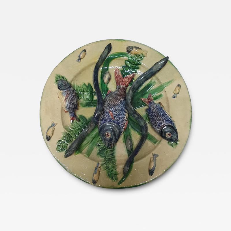  Palissy Ware Palissy Majolica Portuguese Palissy majolica plate possibly from Mafra