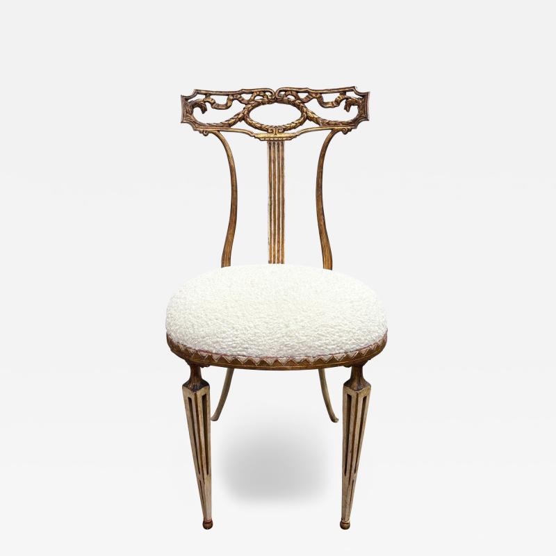  Palladio Italian Neoclassical Style Gilt Metal Chair by Palladio