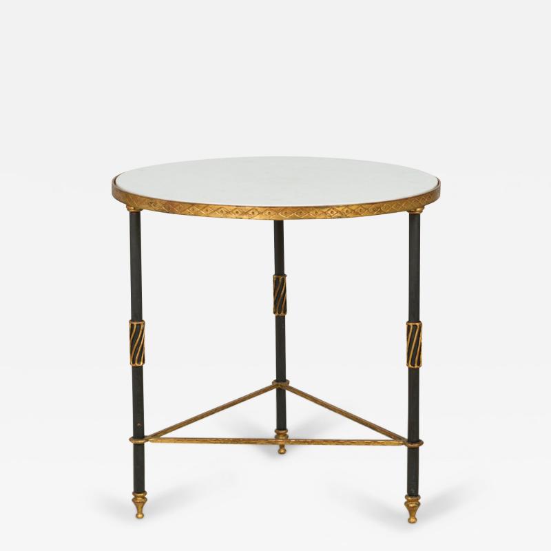  Palladio Palladio White Marble And Black And Gilt Iron Circular End Side Table 1