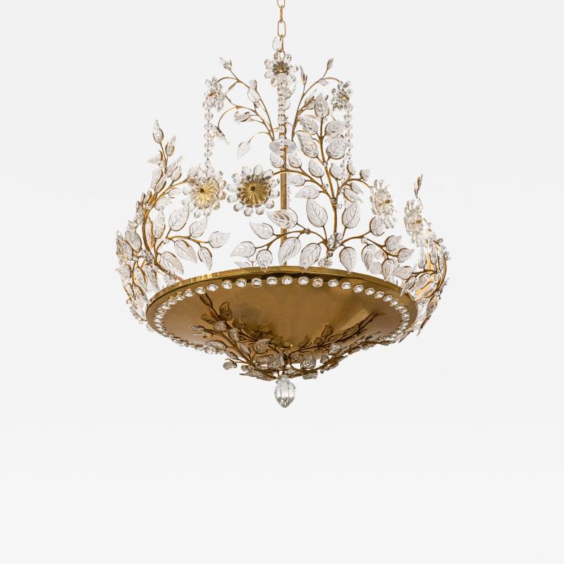  Palwa Palwa Stunning Crystal Flower and Leaf Chandelier 1960s