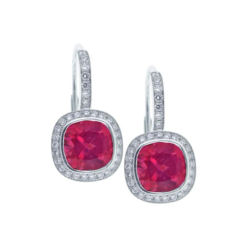  Pampillonia 18 KARAT WHITE GOLD PINK TOURMALINE AND DIAMOND EARRINGS