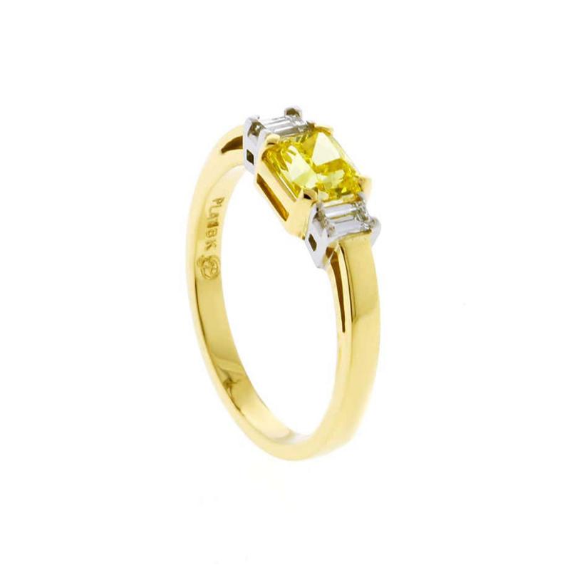  Pampillonia 74 Carat Vivid Yellow Internally Flawless Diamond Three Stone Ring