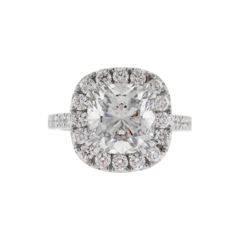  Pampillonia CUSHION CUT DIAMOND RING IN HALO SETTING