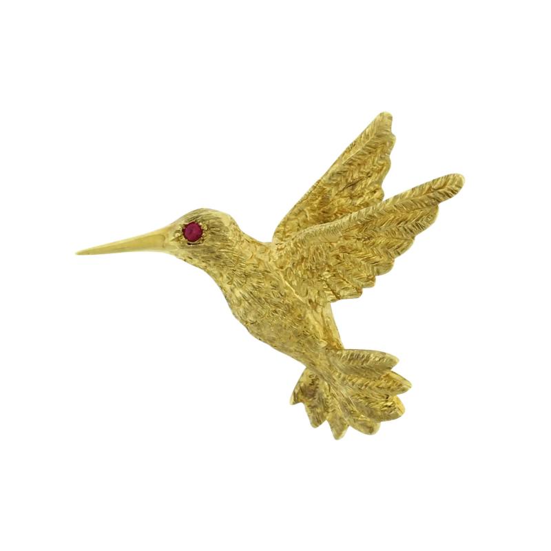  Pampillonia GOLD HUMMINGBIRD BROOCH MADE BY PAMPILLONIA JEWELERS
